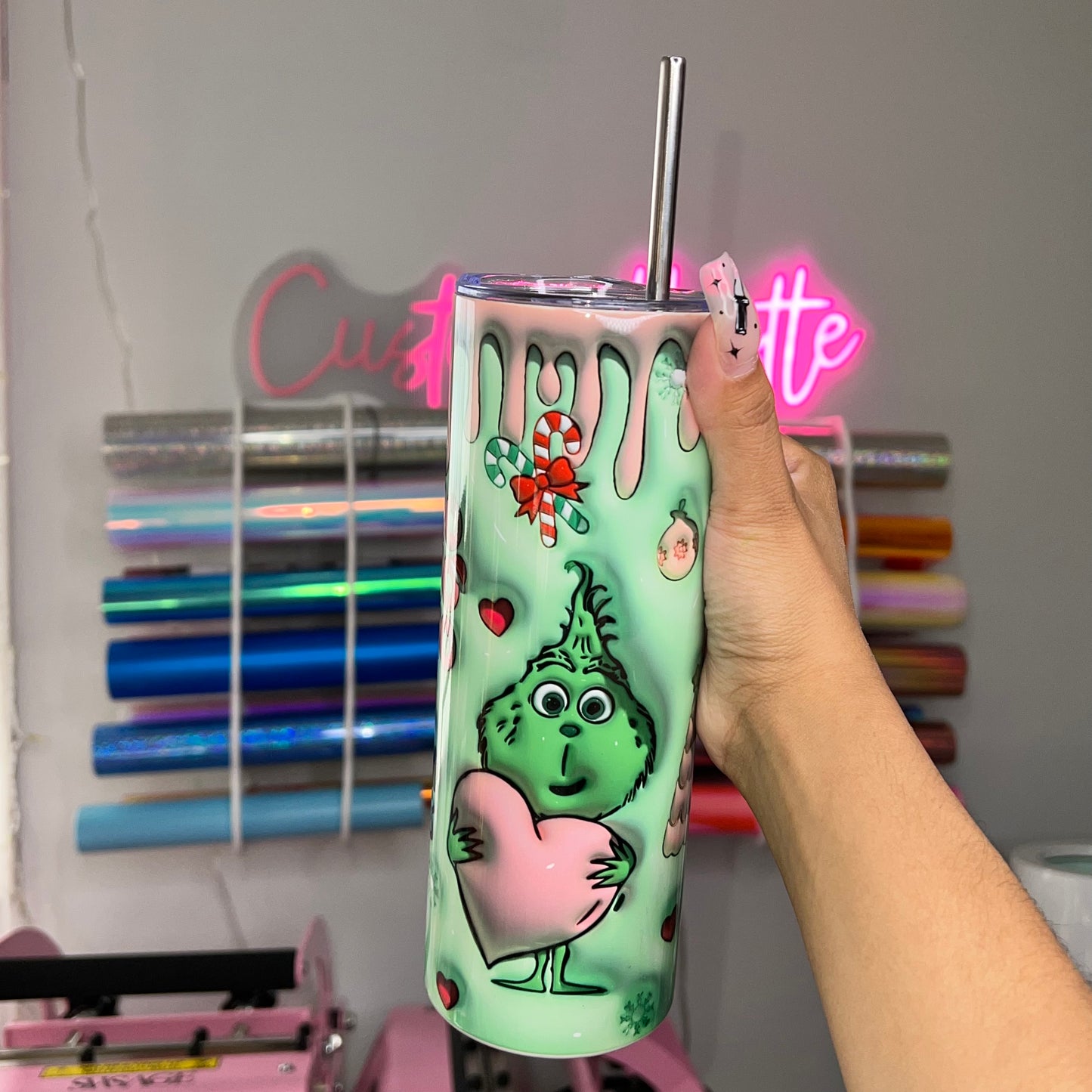 Grinch vibes 3D Tumbler