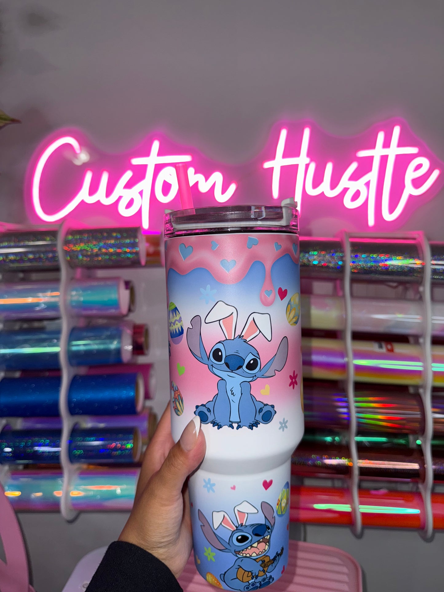 Glow in the dark Easter stitch 40 oz tumbler