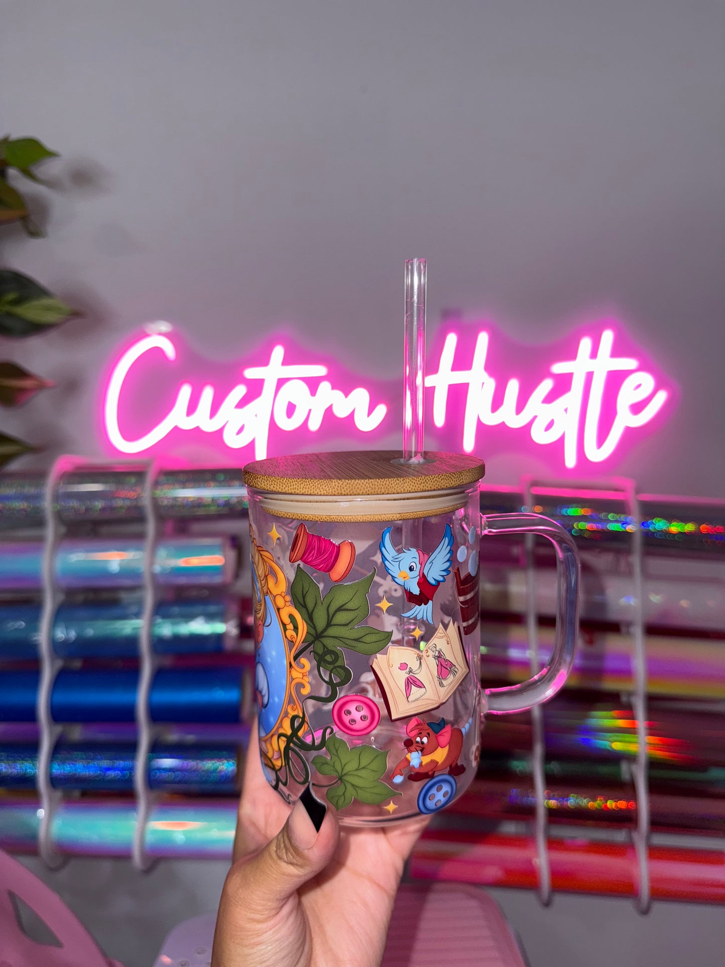 Cinderella glass can mug