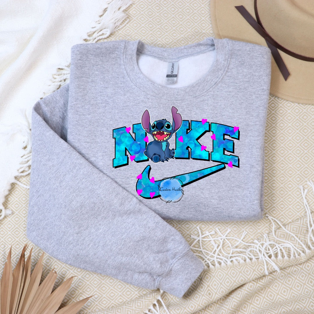 Stitch Swoosh hearts crewneck