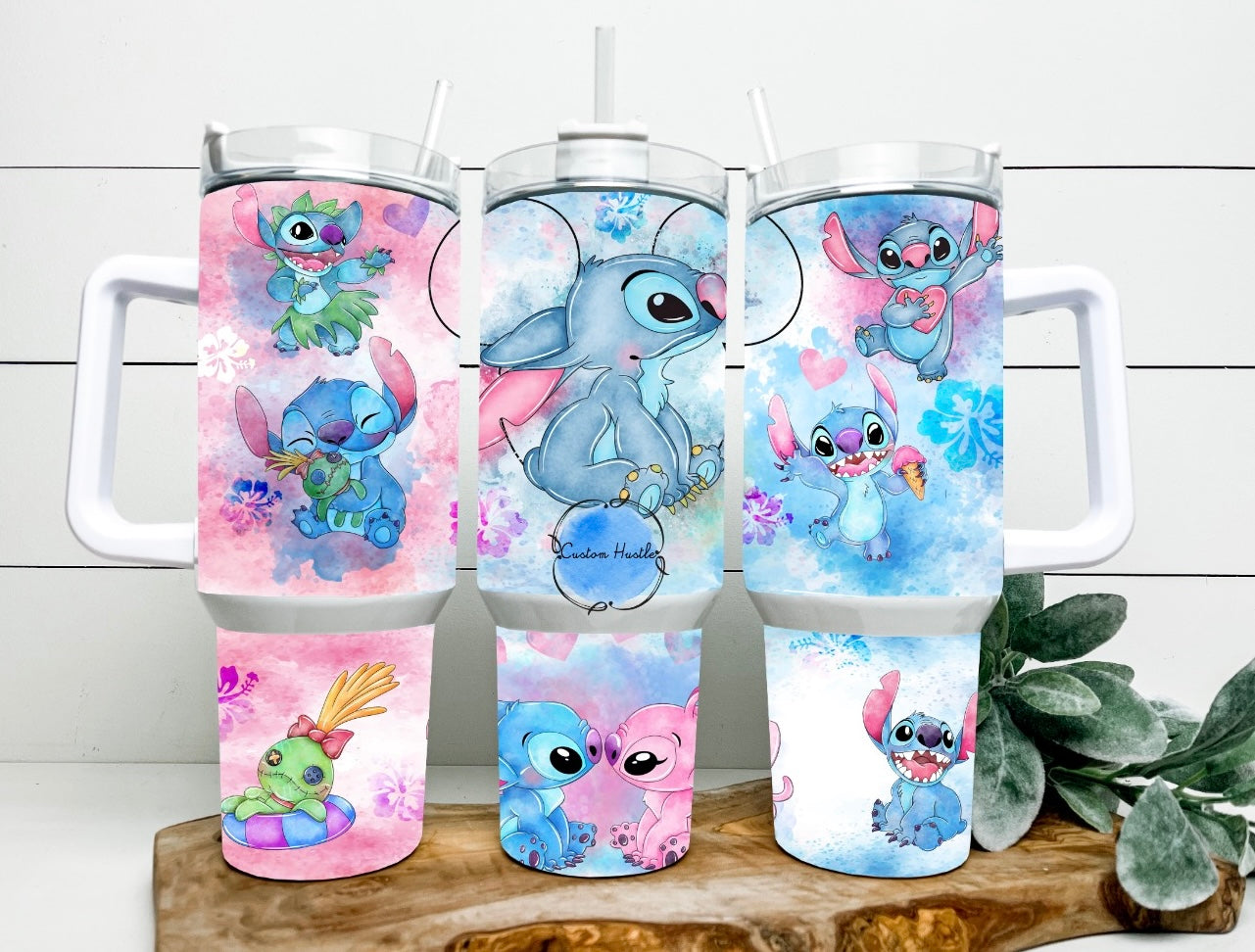 Stitch & Angel Tie dye glow in the dark 40 oz tumbler