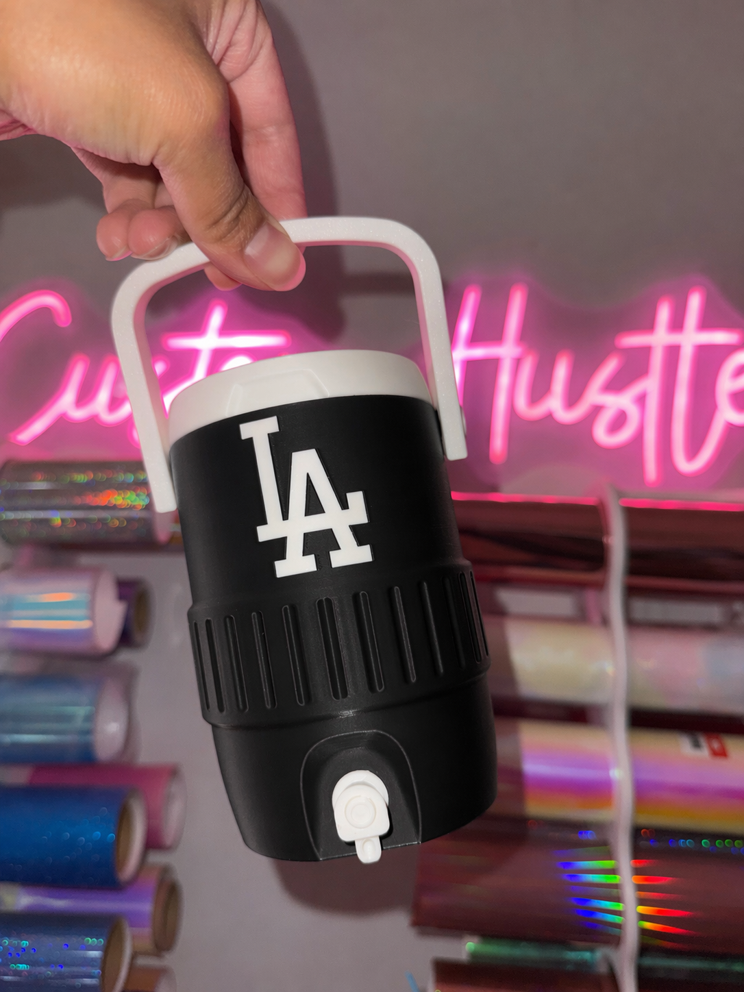 Black LA dodgers can holder koozie