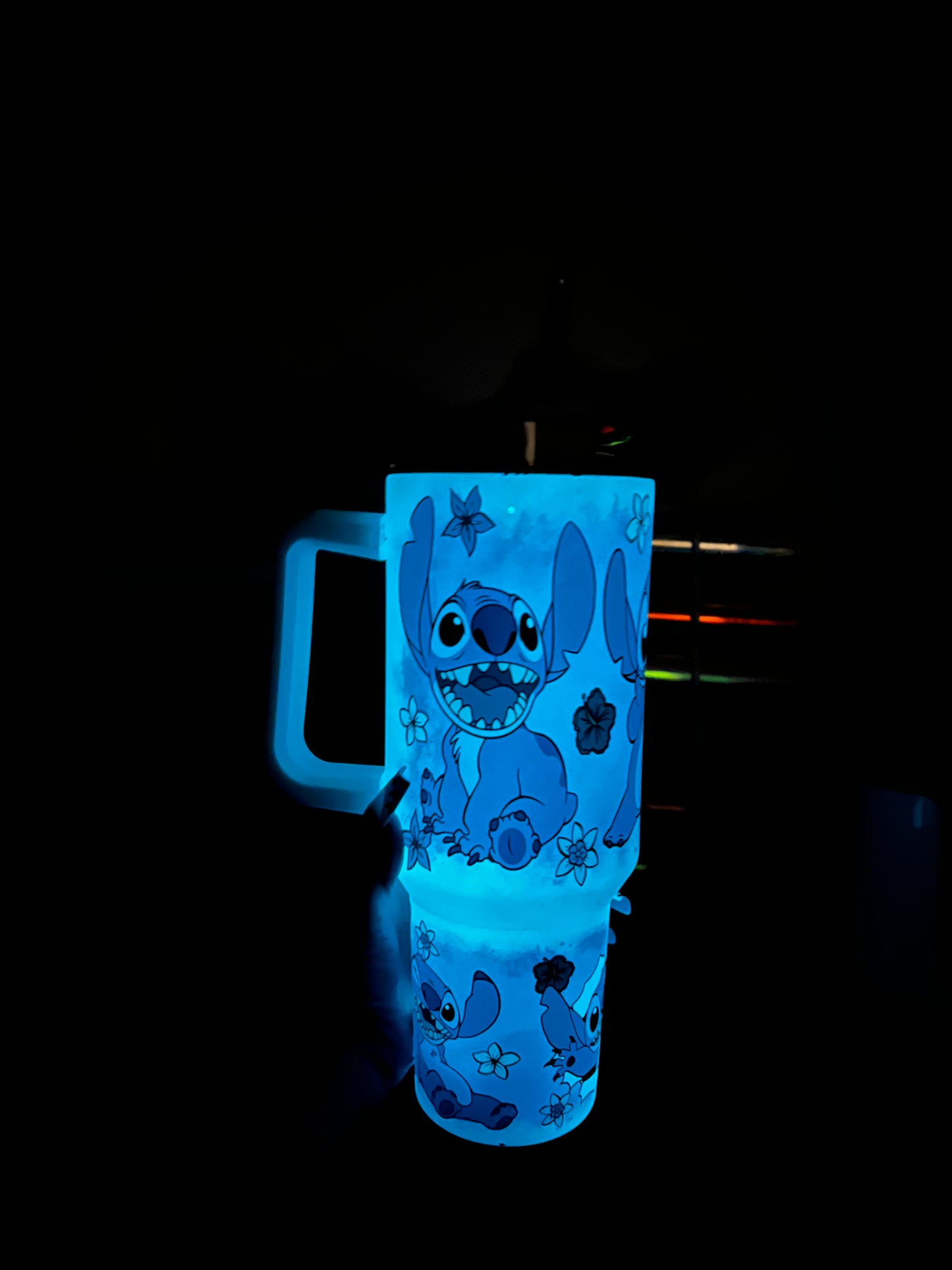 Glow in the dark stitch 40 oz tumbler