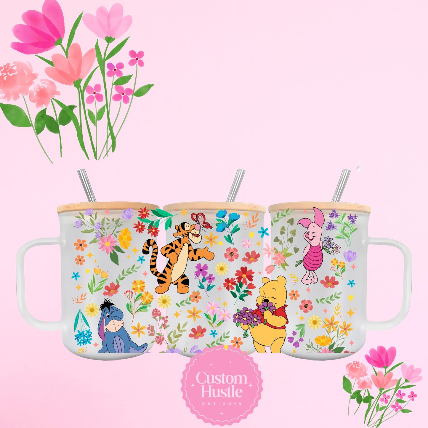 Pooh & friends frosted glass can mug