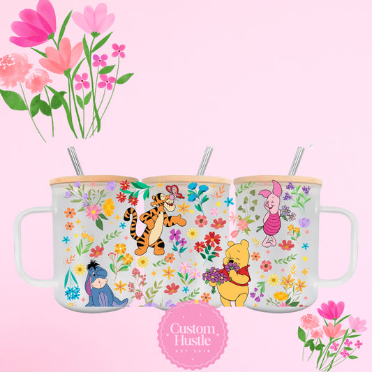 Pooh & friends frosted glass can mug