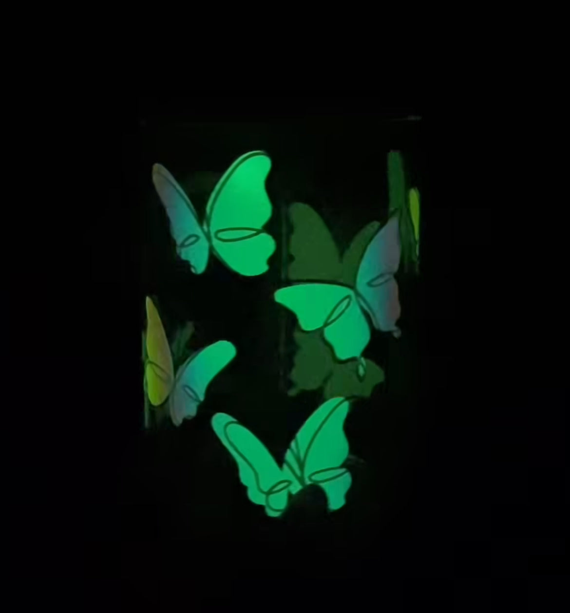 Glow in the dark butterfly glass can mug