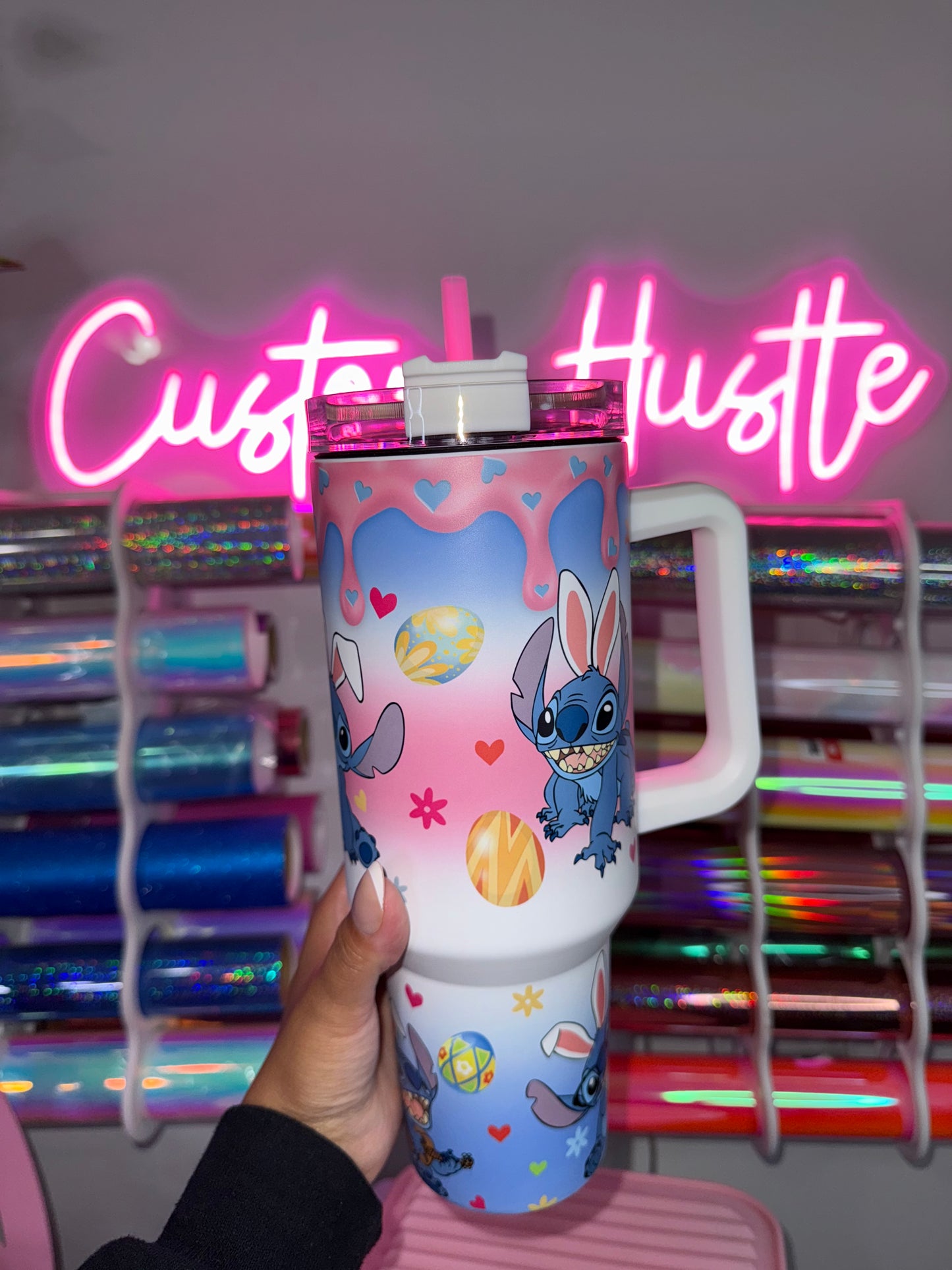 Glow in the dark Easter stitch 40 oz tumbler