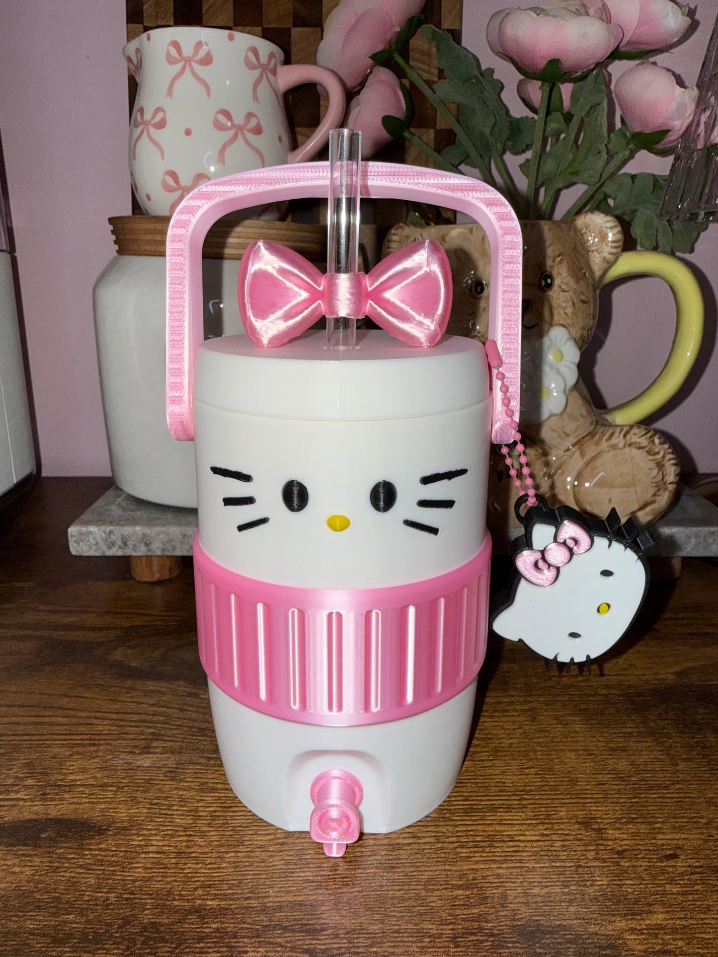 Hello kitty 12 oz can holder set (can, straw topper, can opener)