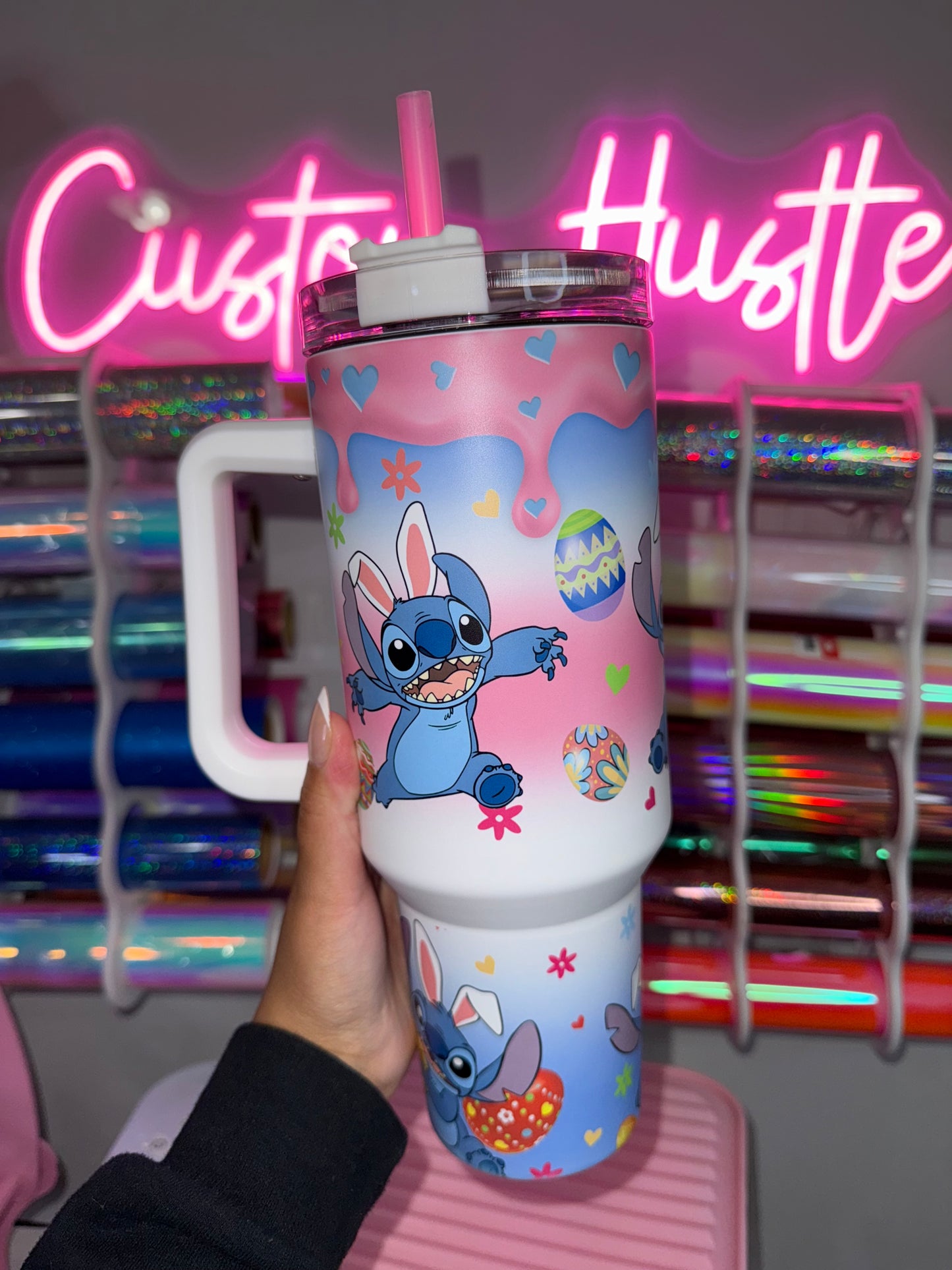 Glow in the dark Easter stitch 40 oz tumbler