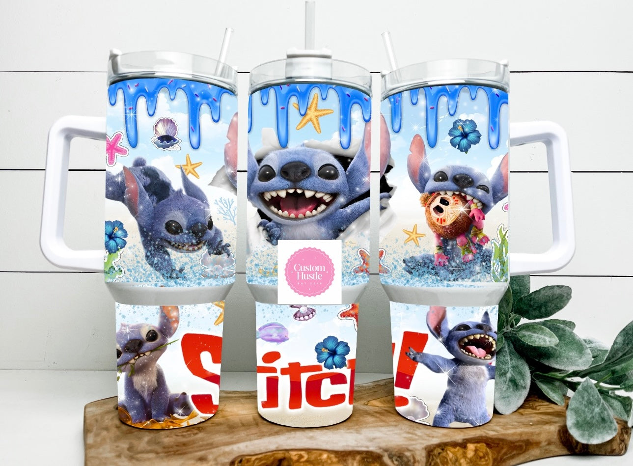 Live action stitch glow in the dark 40 oz tumbler
