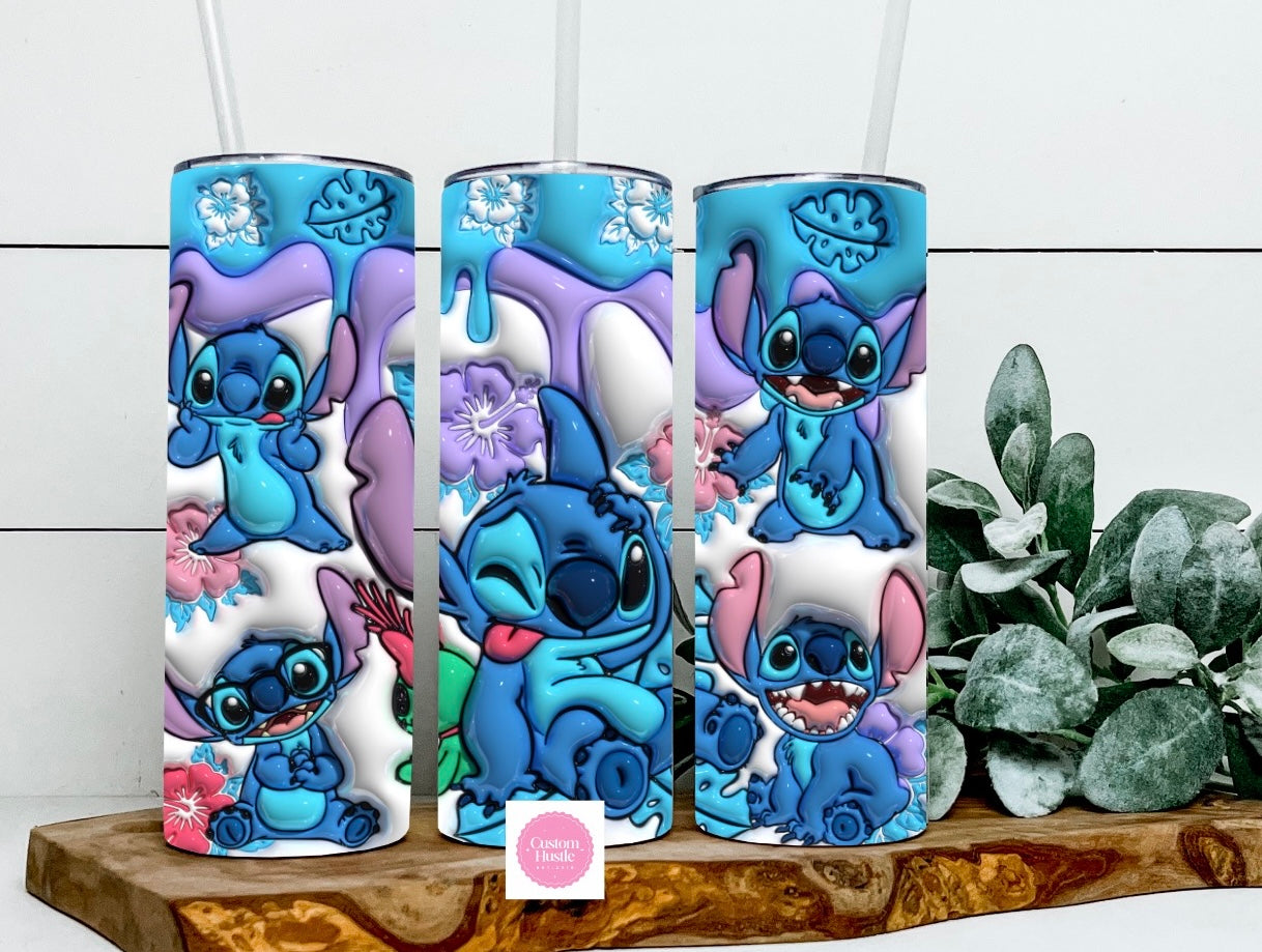 3D stitch glow in the dark 20 oz tumbler