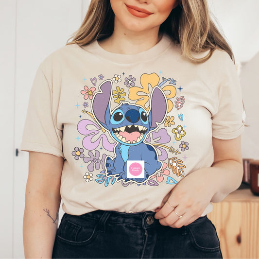 Floral stitch T-shirt