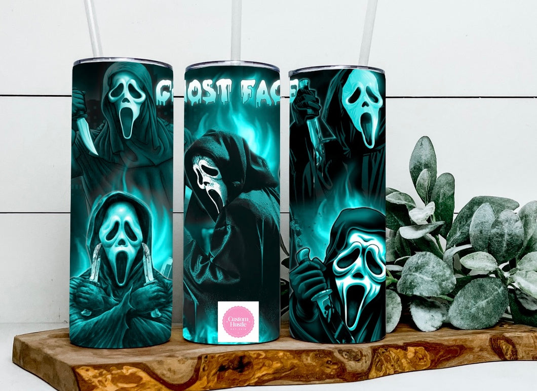 Glow in the dark ghostface 20 oz tumbler