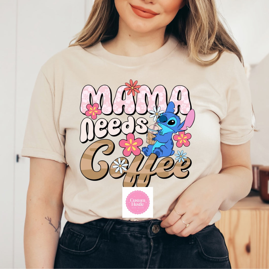 Mama needs coffee stitch T-shirt