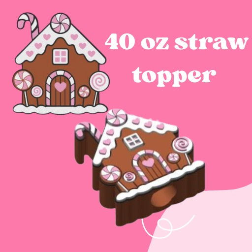 Gingerbread house 40 oz straw topper
