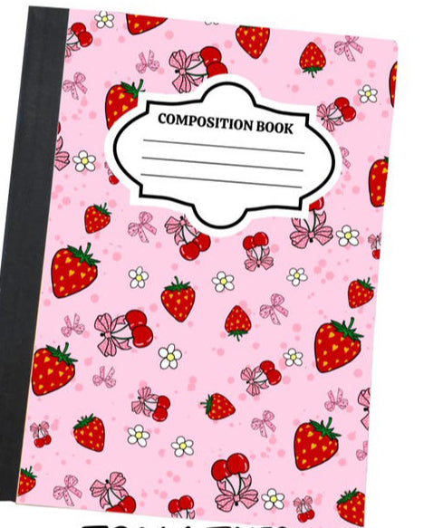 Strawberries & Bows Composition Book