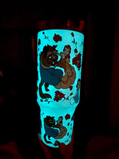 Glow in the dark belle & beast 40 oz tumbler