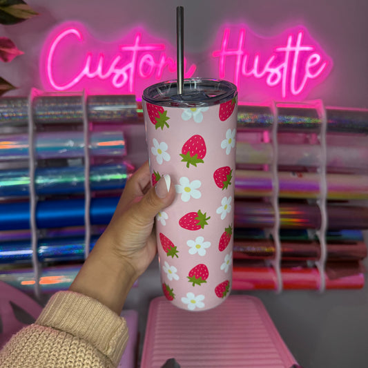 Berries & daisies 20 oz skinny tumbler