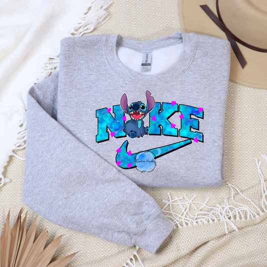 Stitch Swoosh hearts crewneck