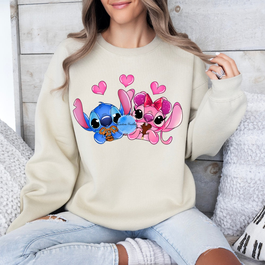 Stitch & Angel valentine snacks  crewneck