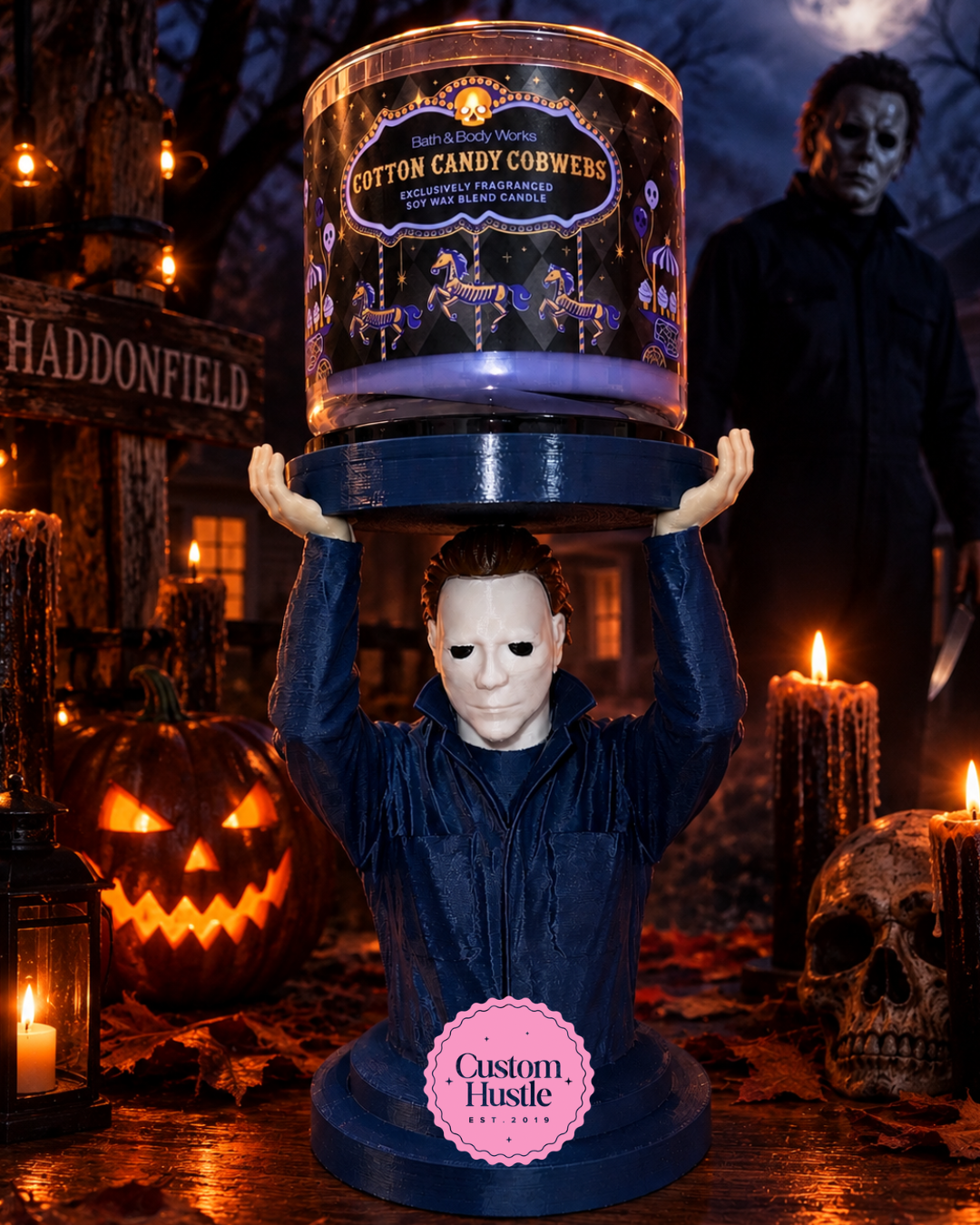 Michael Myers bath & body works 3 wick candle holder