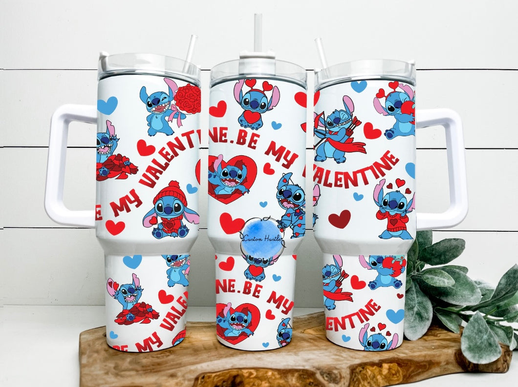 Be my valentine stitch 40 oz tumbler