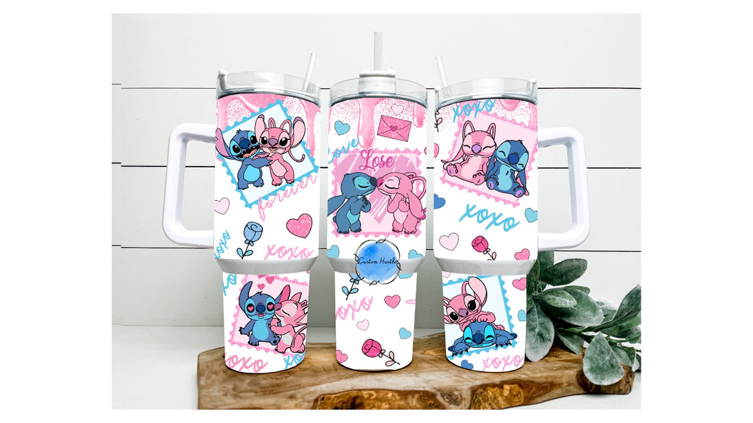 Stitch and Angel valentine  xoxo 40 oz tumbler