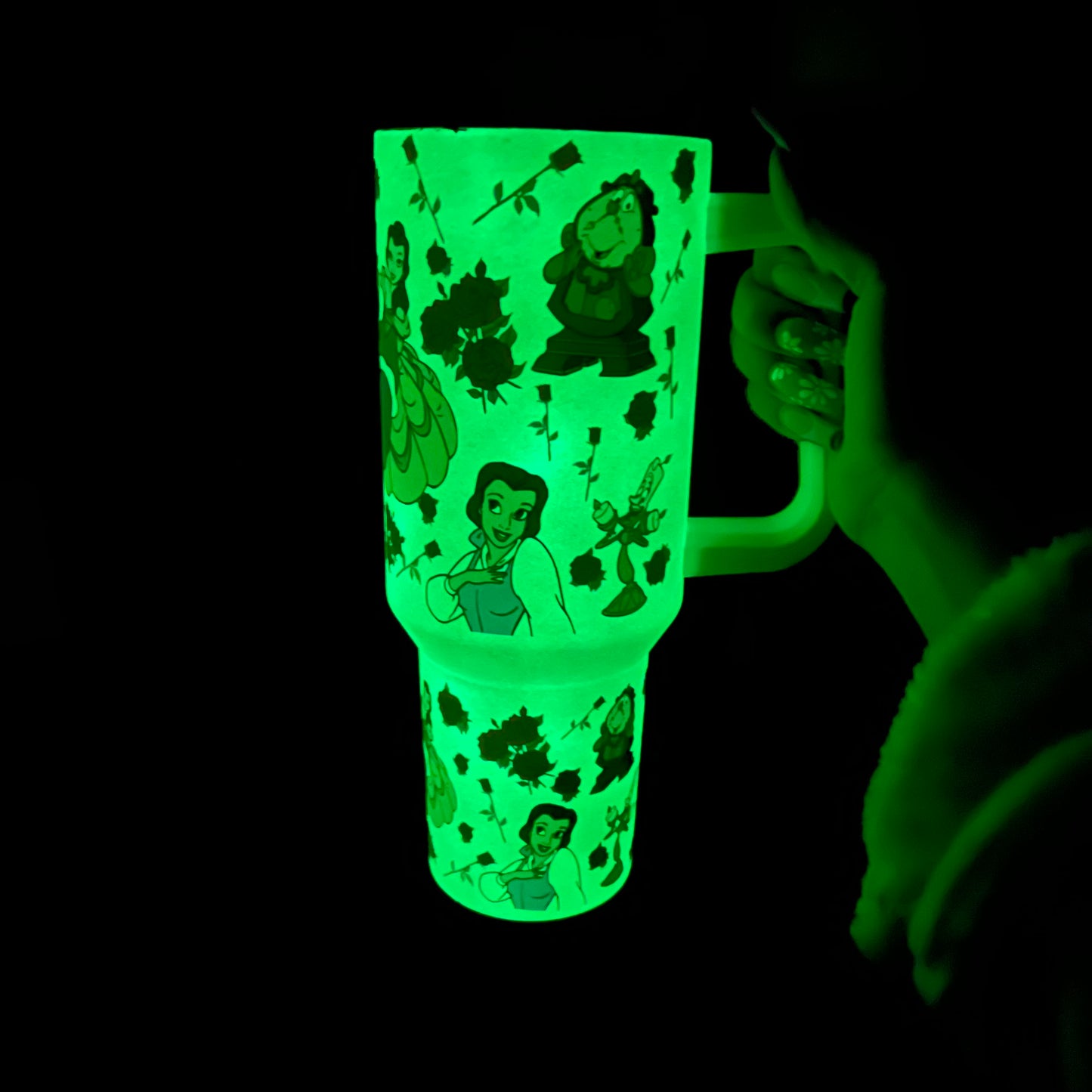 Glow in the dark belle & beast 40 oz tumbler
