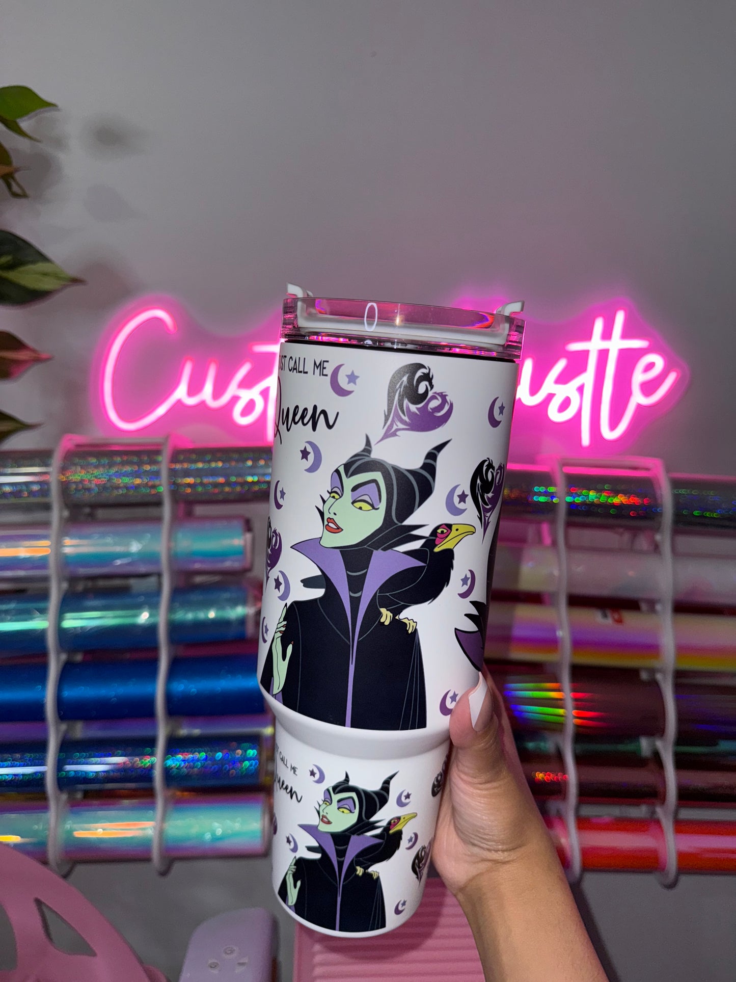 Glow in the dark maleficent 40 oz tumbler