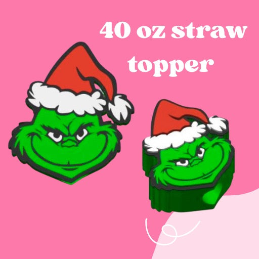 Grinch 40 oz Stanley straw topper