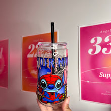 Load image into Gallery viewer, Stitch x Spiderman glass can
