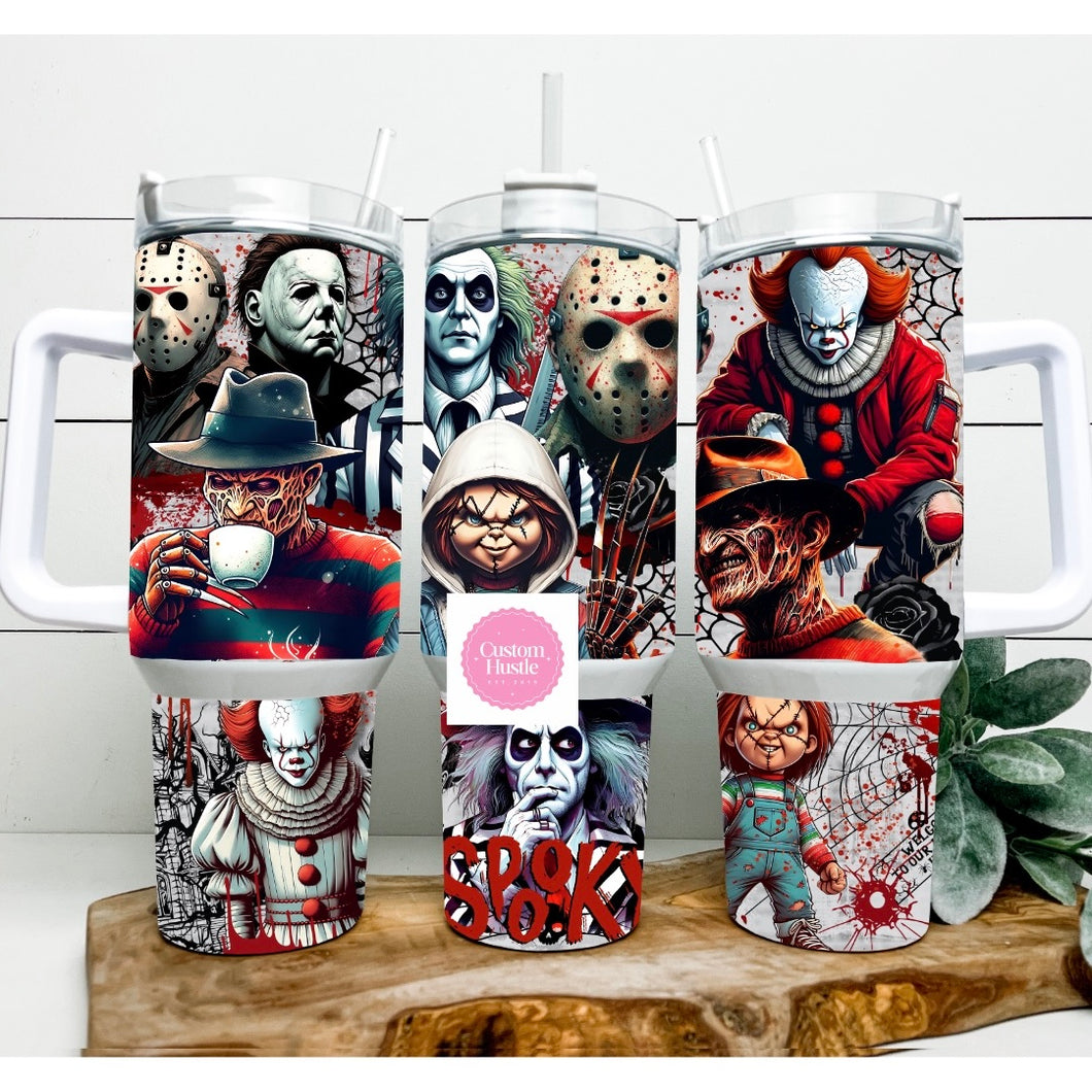 Glow in the dark Spooky season 40 oz tumbler