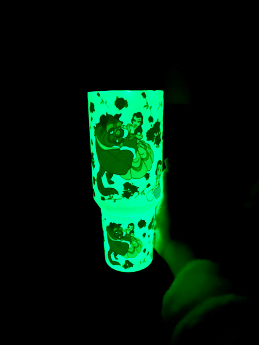 Glow in the dark belle & beast 40 oz tumbler