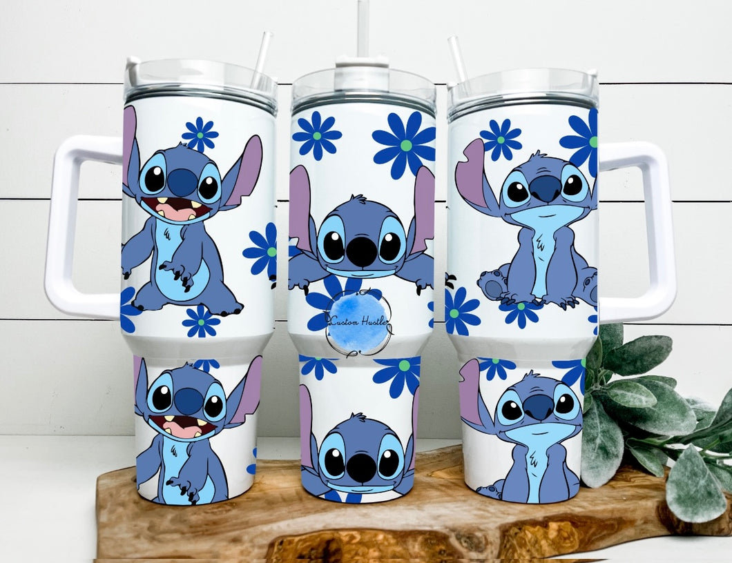 Blue stitch 40 oz tumbler