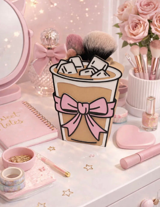Iced coffee cup pen/makeup brush holder
