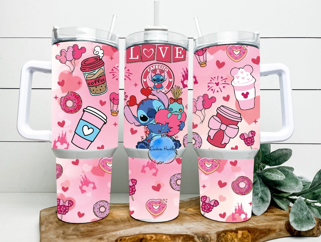 Stitch Cafecito valentine 40 oz tumbler