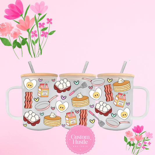 Breakfast faves frosted glass can mug