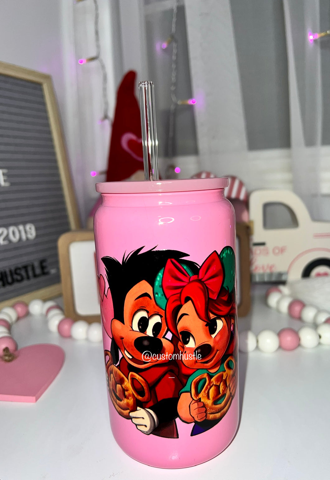 Baby Max & Roxanne Pink Glass Can