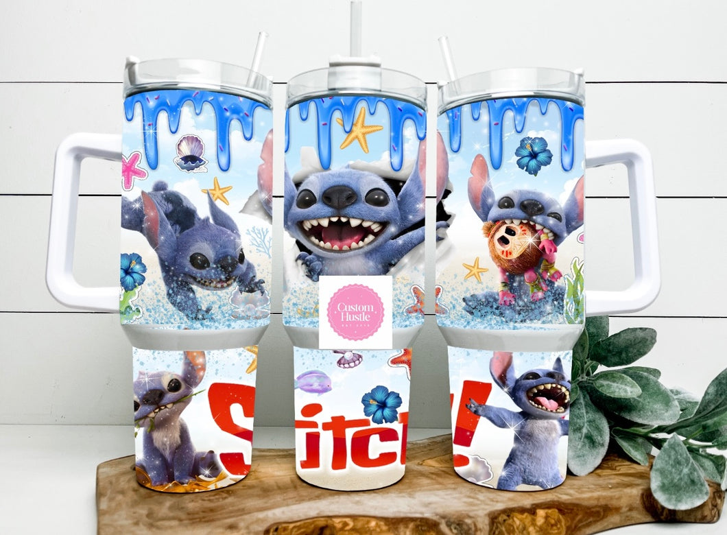 Live action stitch glow in the dark  40 oz tumbler