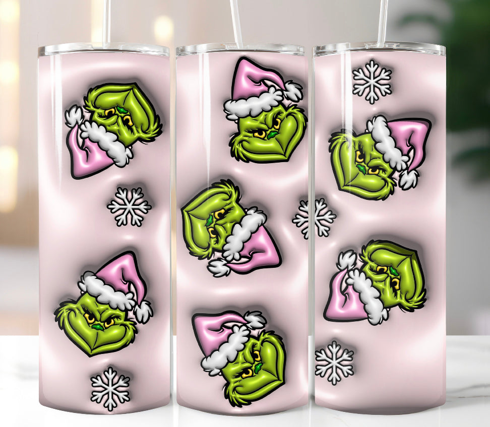 Pink Grinchmas 3D tumbler