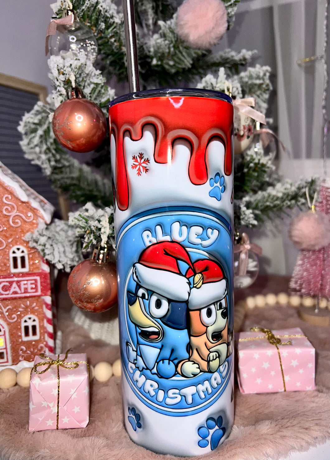 Bluey Christmas 3D tumbler