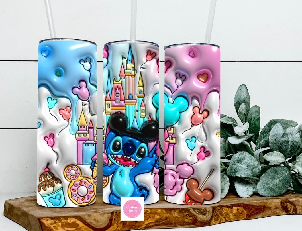Stitch castle 3D glow in the dark  20 oz tumbler