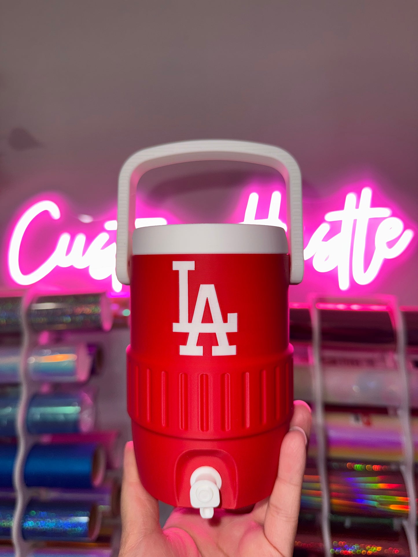 Red La dodgers can holder koozie