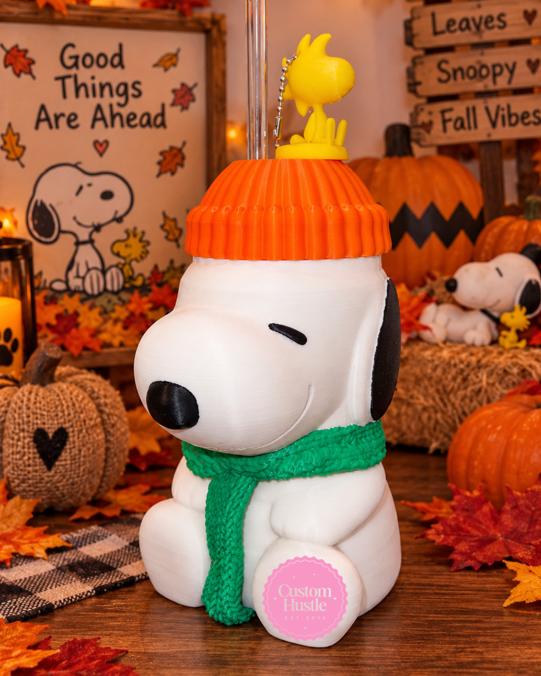 16 oz Fall Snoopy Dog-Inspired Can Holder and can opener