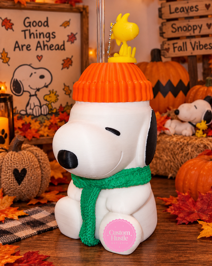 16 oz Fall Snoopy Dog-Inspired Can Holder and can opener