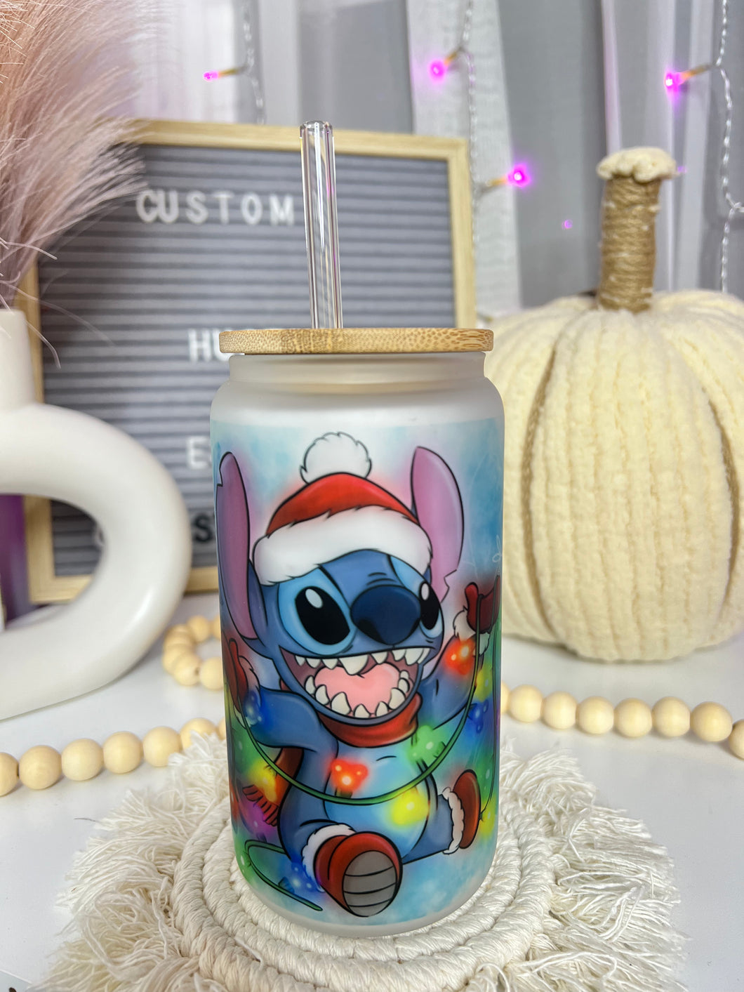 Stitchmas Frosted Glass Can