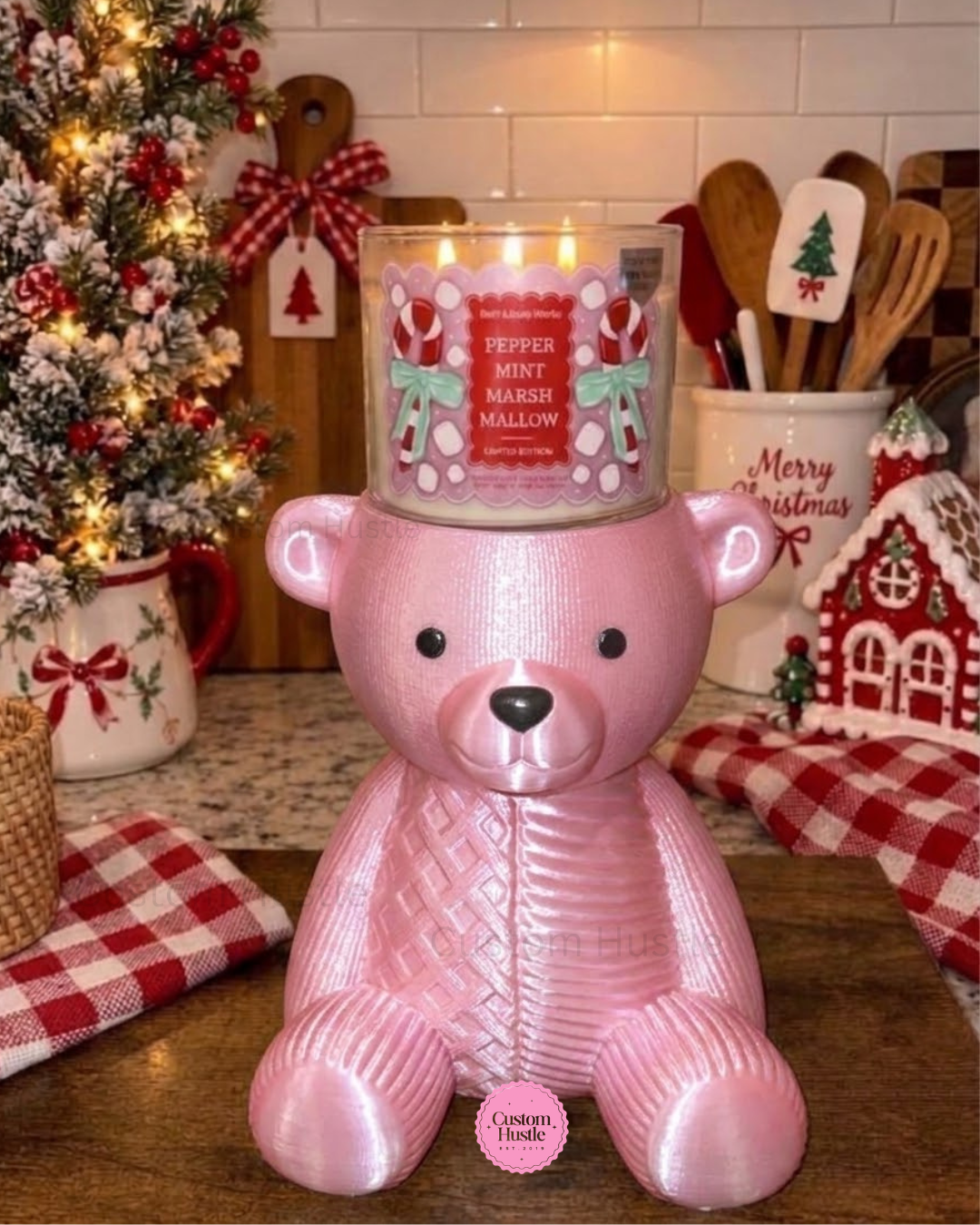Holiday Bear 3wick candle holder