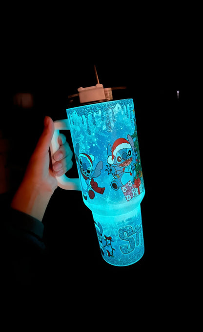 Glow in the dark alien lilo Christmas 40 oz tumbler