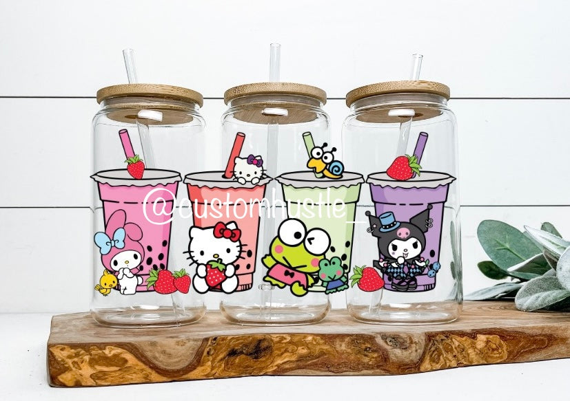 Kitty Boba Glass Can Wrap