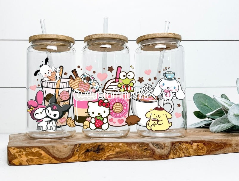 Kawaii Cafecitos Glass Can Wrap